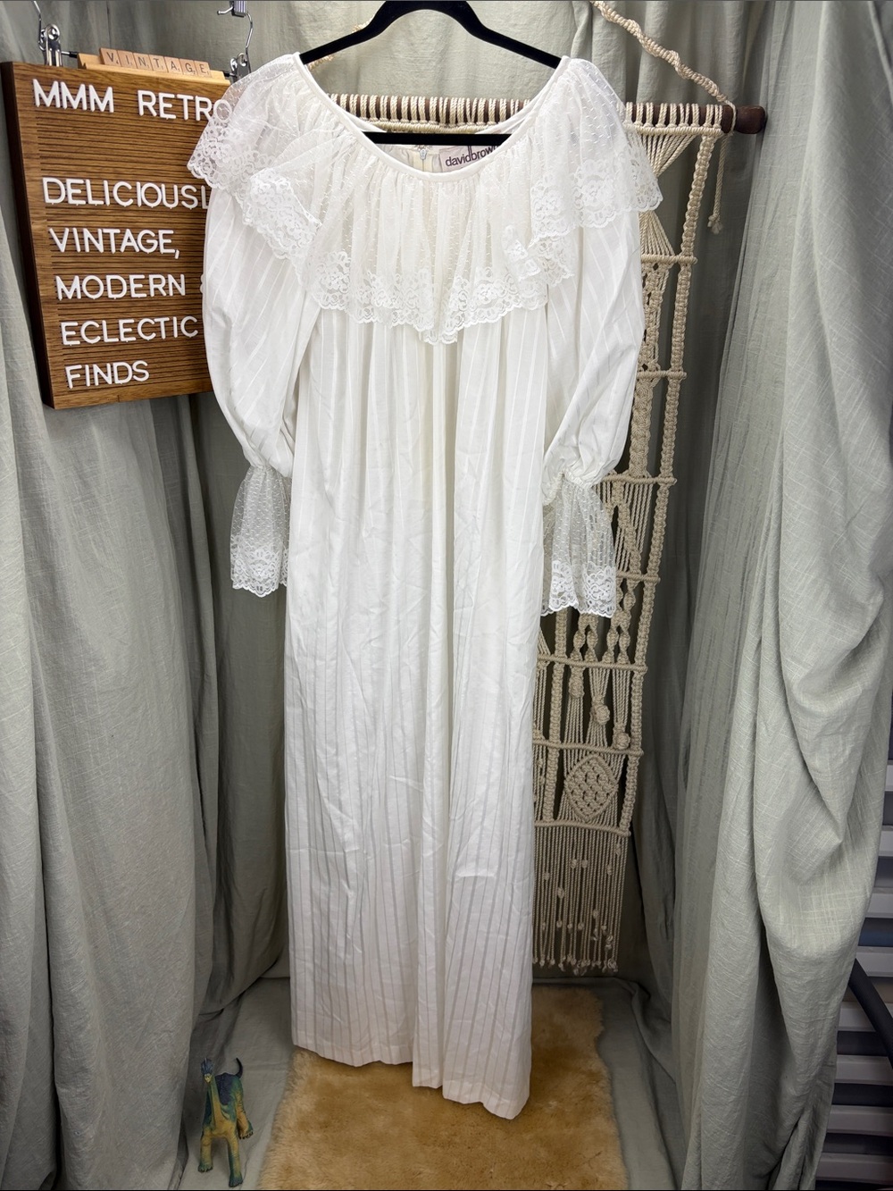 Vintage 1970s David Brown California Cottagecore Victorian Hostess Dress